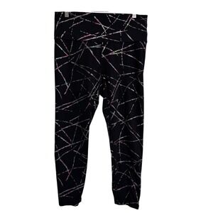 Zyia Active Black Geometric Print Leggings Women‎ Size 12 High Waisted
